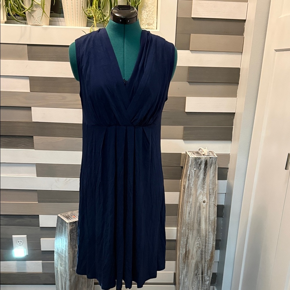 Navy Blue Sleeveless Women's Nursing Pajama Dress